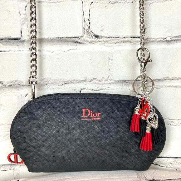 Dior mini canvas cosmetic crossbody bag with chain and bag charm - Picture 1 of 11